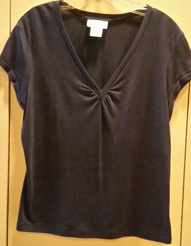 TALBOTS SILKY JERSEY NAVY T